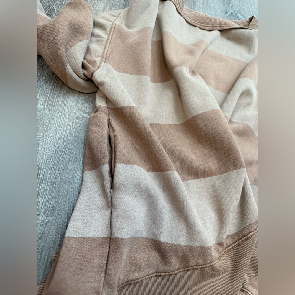 We The Free Nevermind Pullover Tunic Sweatshirt Two-Tone Tan/Brown Small - Picture 6 of 10